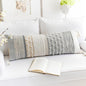 BlissBlush Gray Boho Lumbar Throw Pillow Cover 14x36 Grey Accent Long Body Lumbar Pillow for Bed Decorative Modern Bohemian Woven Textured Lumbar Pillow for Bed Cover ONLY