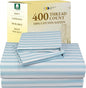 California Design Den Striped King Size Sheets Set - 400 Thread Count, Soft Sateen, Natural 100% Cotton Sheets, Deep Pockets, and Durable Bedding Set - Cape Stripe