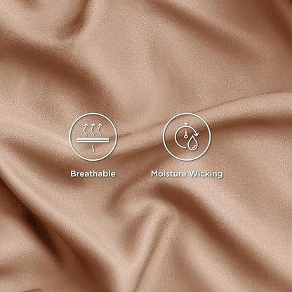 Bedsure Cooling Sheets Twin XL, Rayon Derived from Bamboo, Breathable & Soft Twin XL Sheet Sets, Deep Pocket Up to 16 Inches, Hotel Luxury Silky Dorm Bedding for Hot Sleepers, Khaki