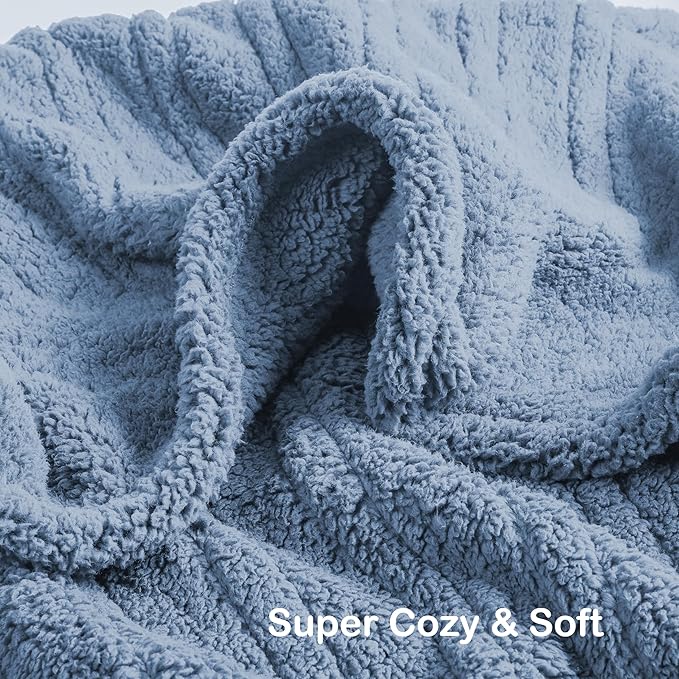 Electric Heated Blanket Full Size 72"×84" with 6 Heating Levels & 1-10Hs Auto Off, Heating Blanket Double Sided Plush Sherpa, Fast Heating, Machine Washable for Christmas Gift - Light Blue