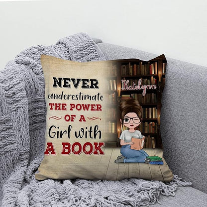 Hyturtle Personalized Book Pillow (Insert Included) Gifts for Girl Women - Book Lover Gifts for Women - Birthday Gifts for Book Lovers Librarian - Custom Name Sofa Couch Cushion Home Decor Pillow