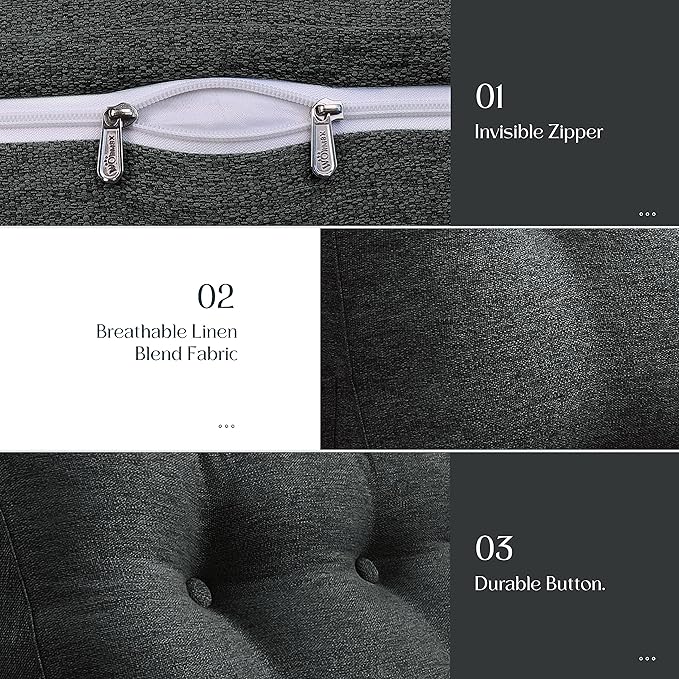 Headboard Pillow Wedge King Size Large Bolster Pillow for Bed Triangle Reading Pillow Back Support Pillow for Sitting Up in Bed XXL Couch Daybed Bed Rest Backrest Cushion Linen Anthracite