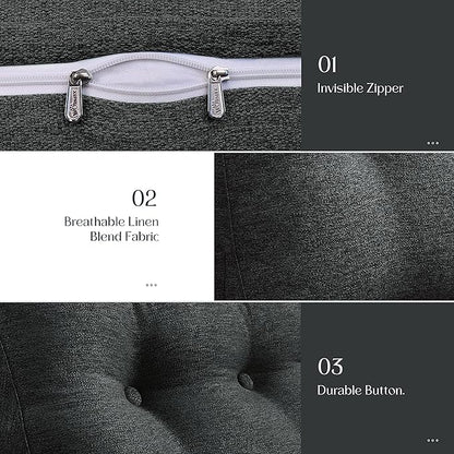 Headboard Pillow Wedge Full Size Large Bolster Pillow for Bed Triangle Reading Pillow Back Support Pillow for Sitting Up in Bed XXL Couch Daybed Bed Rest Backrest Cushion Linen Anthracite