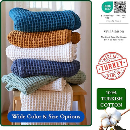 100% Turkish Cotton Waffle Blanket King Size Caramel - Premium Quality, Light and Airy Waffle Weave All-Season Quilt - Lux Decorative Bedspread (Caramel, King Size 95" x 110" Inch)