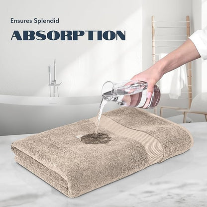 White Classic Luxury Bath Towels Set of 4 Large - 700 GSM Cotton Ultra Soft Bath Towels 27x54 | Highly Absorbent and Quick Dry | Hotel Towels for Bathroom Luxury, Plush Shower Towels, Taupe