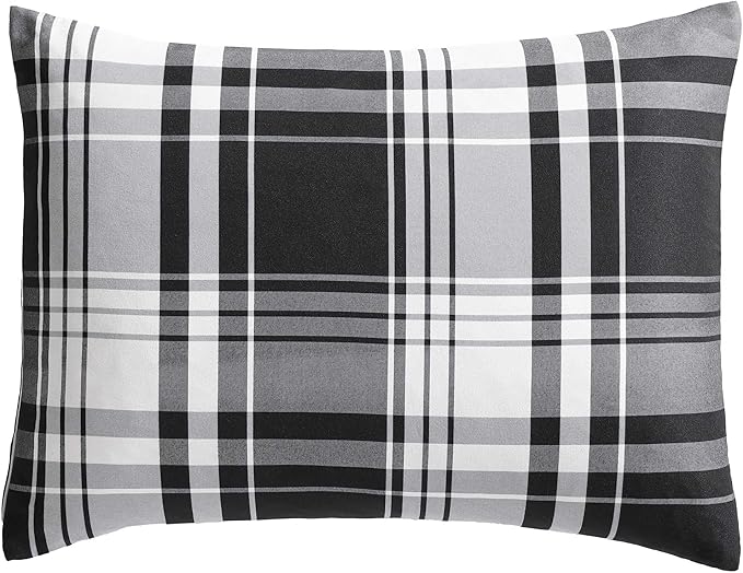 Eddie Bauer - King Comforter Set, Super Soft Reversible Bedding with Matching Shams, Plaid Home Decor, Oeko-Tex Certified (Saddle Mountain Plaid Black, King)