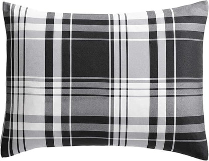 Eddie Bauer - King Comforter Set, Super Soft Reversible Bedding with Matching Shams, Plaid Home Decor, Oeko-Tex Certified (Saddle Mountain Plaid Black, King)
