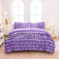 MWMWMW Girls Comforter Set Queen, Lavender Ruffle Bedding Set Queen, Girls Purple Bedding Sets with 1 Fitted Sheets, 1 Flat Sheet, 1 Comforter, 2 Pillowcases