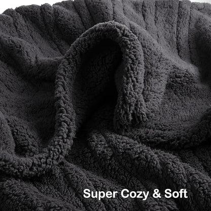 Electric Heated Blanket Twin Size 62"×84" with 6 Heating Levels & 1-10Hs Auto Off, Heating Blanket Double Sided Plush Sherpa, Fast Heating, Machine Washable for Christmas Gift - Dark Gray