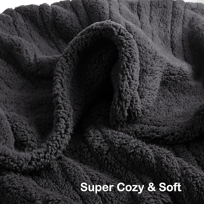 Electric Heated Blanket Queen Size 84"×90" Dual Control, 6 Heating Settings & 1-10H Auto Off, Heating Double Sided Plush Sherpa, Fast Heating, Machine Washable for Christmas Gift - Dark Gray