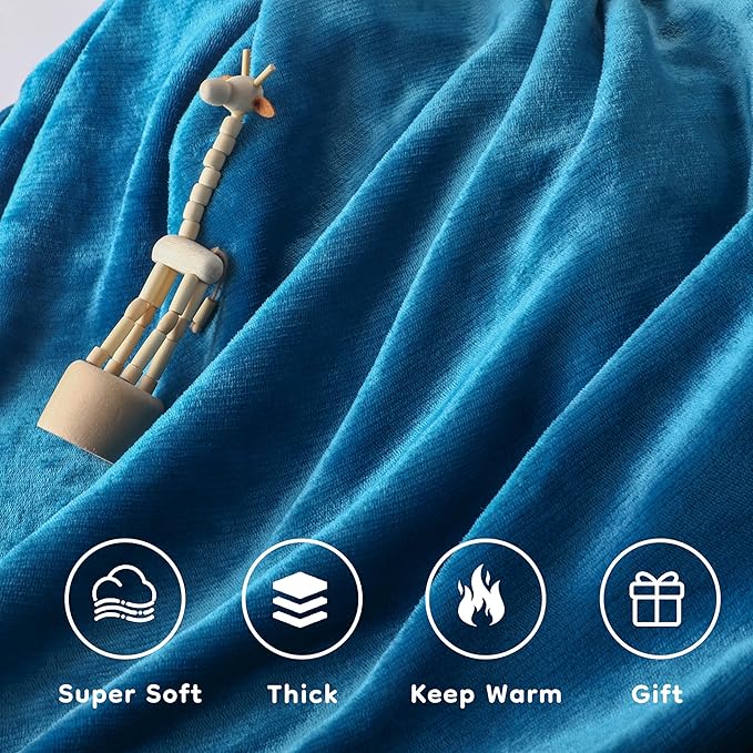 Electric Heated Blanket Throw Size 50×60, Breathable & Luxurious Flannel,Soft Warm Gift with Over-Heat Protection,4 Heating Levels & 3 H Auto Shut Off, Machine Washable, Lake Blue