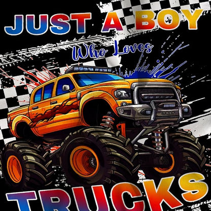Trucks Blanket, Just A Boy Who Loves Trucks Gifts for Kids, Car Themed Flannel Blankets, Soft Cozy Lightweight Throws Gifts for Truck Lovers & Boys 120x90 Inch for Family