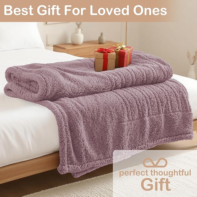 Electric Heated Blanket Full Size 72"×84" with 6 Heating Levels & 1-10Hs Auto Off, Heating Blanket Double Sided Plush Sherpa, Fast Heating, Machine Washable for Christmas Gift - Light Purple
