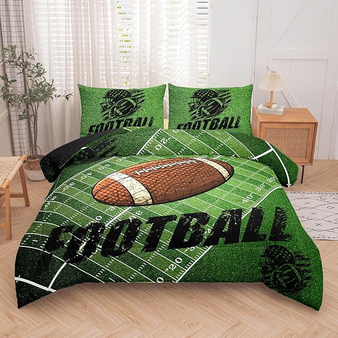 Peopleareok Football Comforter Set Full (79x90 Inch), Sports Theme Comforter, Boys Sport Bedding, 3 Pieces Soft Microfiber Football Bedding Set for Boys with 2 Pillowcases