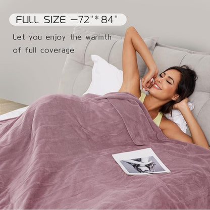 Electric Heated Blanket 72"x84" Full Size, Soft Coral Fleece with 4 Heating Levels and 10 Hours Auto-Off, Machine Washable, Cozy Plush Fabric for Home, Purple