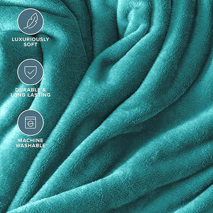 Bare Home Fleece Blanket - Twin/Twin Extra Long - Ultra-Soft Lightweight for Bed, Sofa, and Couch - Luxury Microplush - Cozy Warm Blanket (Twin/Twin XL, Emerald)