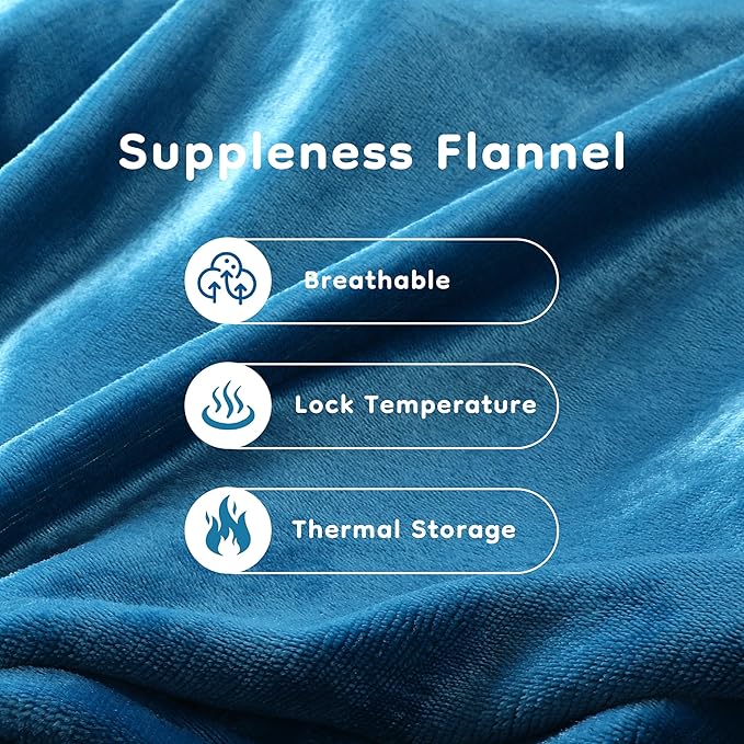 Electric Heated Blanket Full Size 72×84, Breathable & Luxurious Flannel,Soft Warm Gift with Over-Heat Protection,4 Heating Levels & 10 H Auto Shut Off, Machine Washable, Lake Blue