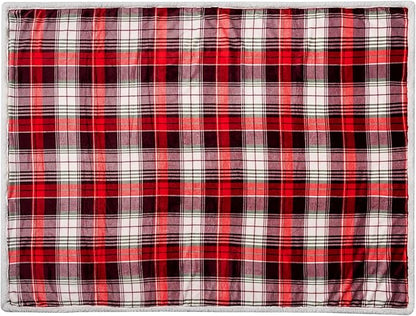 PAVILIA Red Green Christmas Plaid Sherpa Throw Blanket, Holiday Fleece Blanket 60" x 80", Soft Flannel Plush Throw for Couch, Sofa & Bed, Festive Winter Home Decor, Cozy