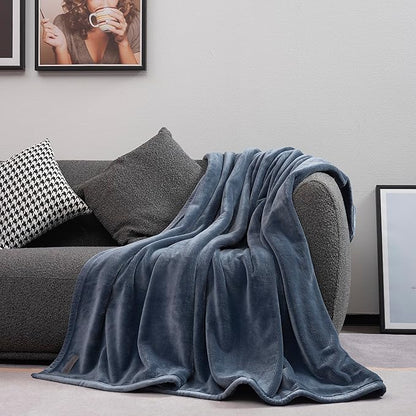 Mellowdy Extra Thick Hearty Plush Flannel Blanket (Dark Grey, 60x80) - 500GSM Twin Size Warm Blanket for Winter, Fall | Soft, Fluffy, Cuddly, Perfect for Bed, Oversized Throw for Couch, Sofa