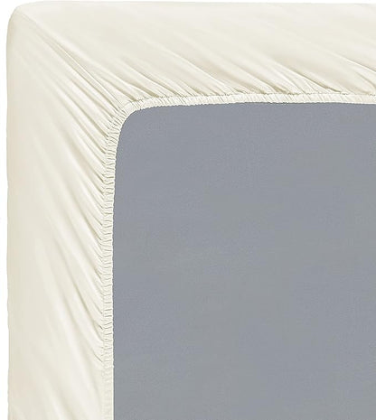 100% Supima Cotton Sheets 600 Thread Count,Bed Sheet Set Queen Size Sheets 4 Pieces,Soft & Silky Sateen Weave, Fits Mattress Up to 18",Deep Pocket, Breathable & Fade Resistant(Ivory,Queen)