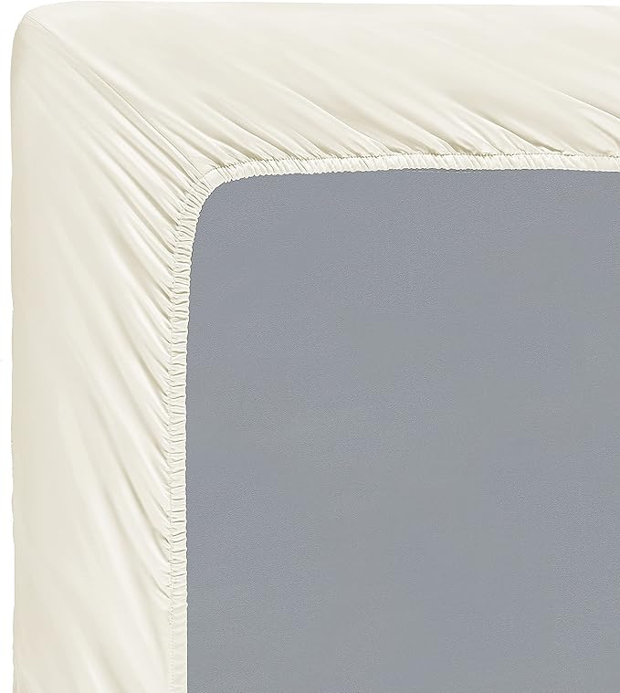 100% Supima Cotton Sheets 600 Thread Count,Bed Sheet Set King Size Sheets 4 Pieces,Soft & Silky Sateen Weave, Fits Mattress Up to 18",Deep Pocket, Breathable & Fade Resistant(Ivory,King)