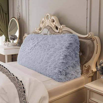 18LB Thickened Wedge Pillow Headboard Body Positioner Bed Wedge Pillow Backrest Support Triangular Headboard Pillow for Sleeping with Side Pocket Velvet Positioning Support Rabbit Blue King