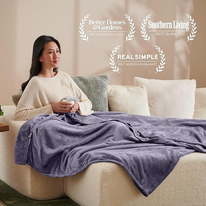 Bare Home Fleece Blanket - Full/Queen - Ultra-Soft Lightweight for Bed, Sofa, and Couch - Luxury Microplush - Cozy Warm Blanket (Full/Queen, Dusty Purple)
