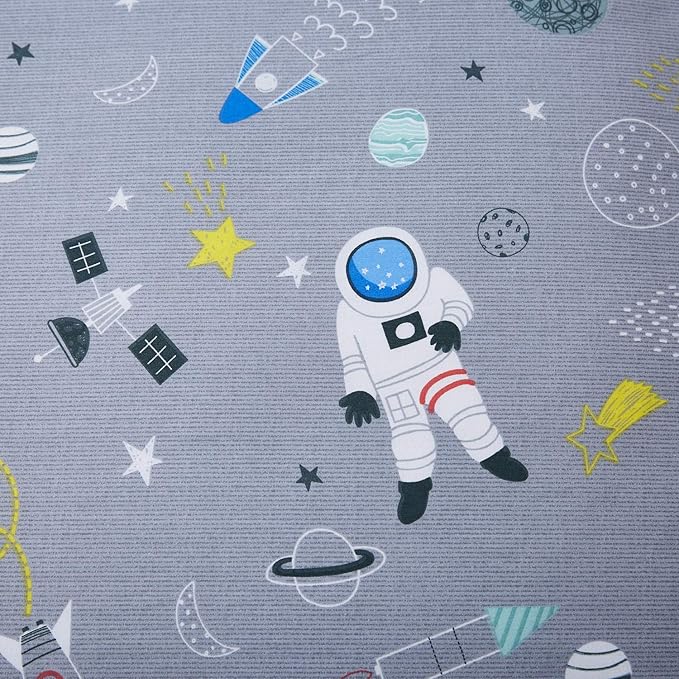 Brandream Boys Outer Space Astronaut Bedding Kids Bedding Sets Twin Size Grey 100% Cotton Duvet Cover Sets Reversible Zipper Closure