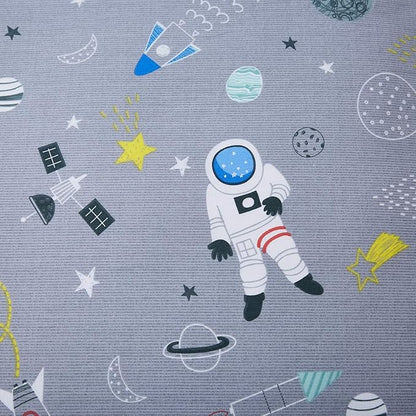 Brandream Boys Outer Space Astronaut Bedding Kids Bedding Sets Twin Size Grey 100% Cotton Duvet Cover Sets Reversible Zipper Closure