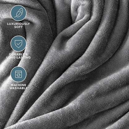 Bare Home Fleece Blanket - Full/Queen - Ultra-Soft Lightweight for Bed, Sofa, and Couch - Luxury Microplush - Cozy Warm Blanket (Full/Queen, Grey)