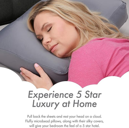 Cover Only for Premium Microbead Bed Pillow, Medium Extra Smooth - Ultra Comfortable Sleep with Silk Like Anti Aging Cover 85% Spandex/ 15% Nylon Breathable, Cooling Dark Grey