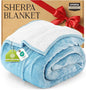 Utopia Bedding Sherpa Blanket King Size (Washed Blue, 90x102 Inches) - Soft Lightweight Plush Fleece Reversible Blanket for Bed, Sofa, Couch, Camping and Travel