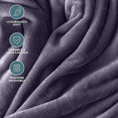 Bare Home Fleece Blanket - Full/Queen - Ultra-Soft Lightweight for Bed, Sofa, and Couch - Luxury Microplush - Cozy Warm Blanket (Full/Queen, Dusty Purple)
