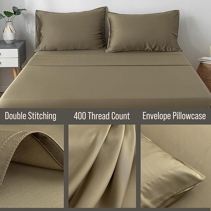 Bella Coterie | Luxury Standard Size Pillowcase Set | 100% Organically Grown Bamboo Viscose | Ultra Soft | Cooling | 2 Pcs [Olive]