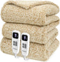 Heated Blanket Electric Blanket Queen - Fast Heating Blanket Throw Dual Control Double Sided Sherpa with 10 Heating Levels & 2-10 Hours Auto Off, Mashine Washable, 84 x 90 Inches, Camel
