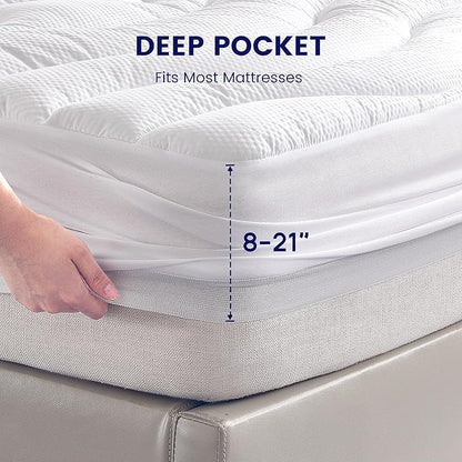 SLEEP ZONE Twin XL Waterproof Mattress Pad for College Dorm Room, Thick Mattress Pad, Breathable and Noiseless (White, Twin XL)