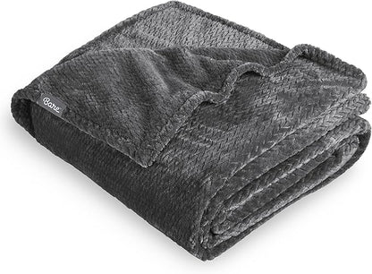 Bare Home Textured Fleece Blanket - Full/Queen - Ultra-Soft Lightweight for Bed, Sofa, and Couch - Luxury Microplush - Cozy Warm Blanket (Full/Queen, Chevron Grey)