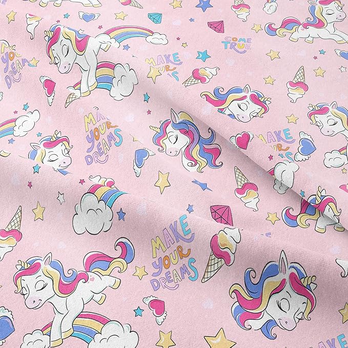Peopleareok Girls Unicorn Comforter Set Twin(68x86 Inch), 2 Piece Cute Pink Pink Unicorn Print Comforter with 1 Pillowcases, Kids Cartoon Kawaii Comforter for Girls Bedroom Decor All Season