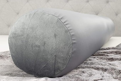 Straight Body Pillow, Full Size Premium Microbead,Side Sleeping/Maternity Pregnant Women, Supportive,Fluffy, Breathable, Cooling, 85/15 Spandex/Nylon Silky Anti-Aging Cover - 48 X 8 - Dark Grey