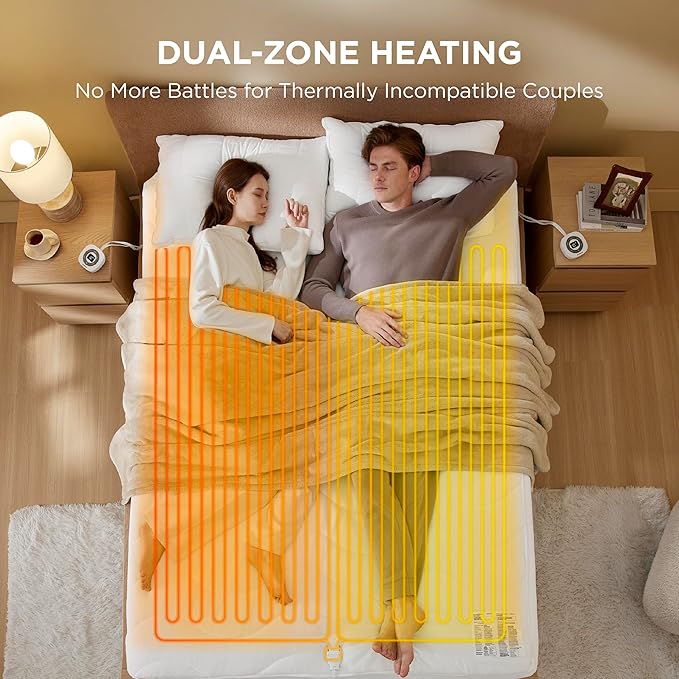 Bedsure Heated Mattress Pad Queen - Bed Warmer with Memory & Preheat Function, 12-Hour Auto Off & 10 Heat Settings, Dual Controllers, Fast Heating, Coral Fleece Electric Mattress Pad Queen, 60"x80"