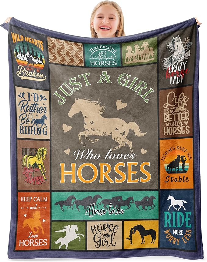 Just A Girl Who Love Horse Gifts for Girls Kids, Horse Present for Birthday Christmas, Horse Blanket 40"X 30"