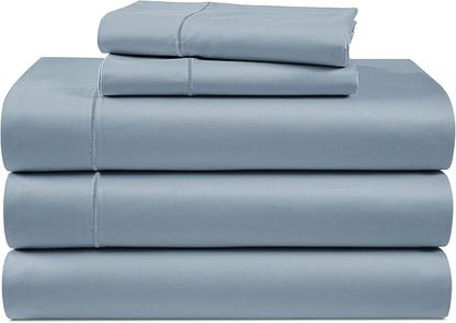 LANE LINEN 100% Egyptian Cotton Split King Bed Sheets for Adjustable Beds - Mercerized Cotton, Sily Finish, No Pill Fade Resistant Split King Bedding Sheets & Pillowcases - French Blue