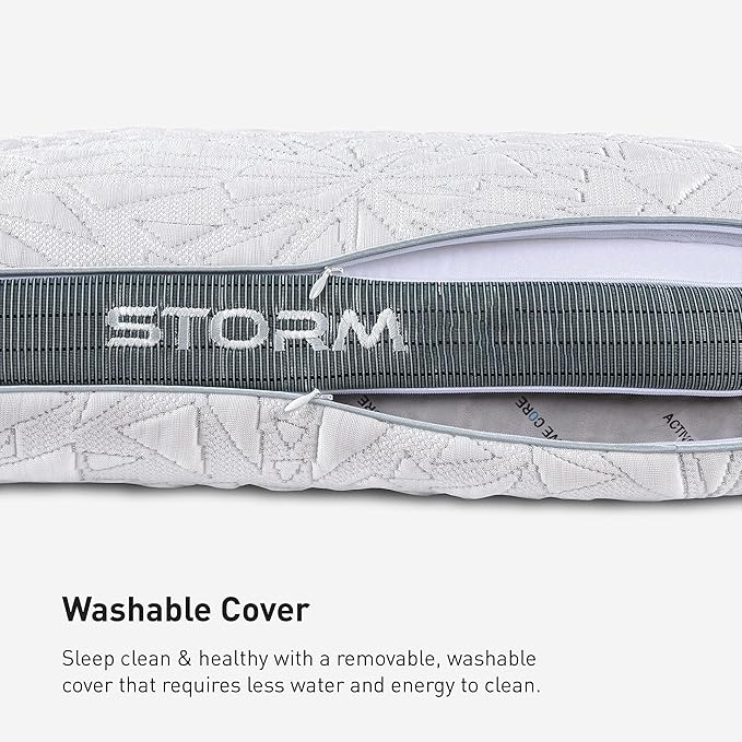 Bedgear Storm Performance Pillow – 2.0 - Cooling Bed Pillow for Hot Sleepers - Medium Firmness Pillow for All Sleep Positions, Washable & Removable Cover - 20" W x 26" L x 5.75" H