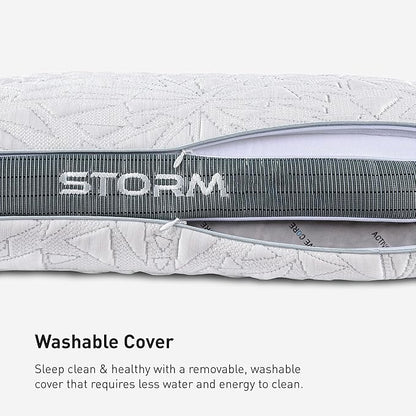 Bedgear Storm Performance Pillow – 2.0 - Cooling Bed Pillow for Hot Sleepers - Medium Firmness Pillow for All Sleep Positions, Washable & Removable Cover - 20" W x 26" L x 5.75" H