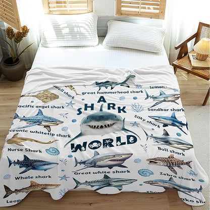Shark Blanket Lovers Gift for Girls Boys Super Soft Flannel Blanket for Sofa Couch Bed- Plush Warm Cozy Bed Home Decor for All Seasons - 60"x80"for Full/Queen