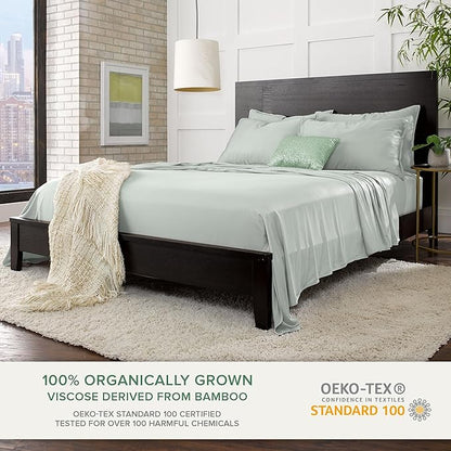 Queen Pillowcases by Pure Bamboo, Genuine 100% Organic Viscose Derived from Bamboo, Luxuriously Soft & Cooling, Double Stitching, Envelope Closure (2 Queen Pillowcases, Sea Glass)
