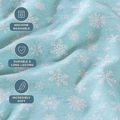 Bare Home Flannel Sheet Set Prints, 100% Cotton, Velvety Soft Heavyweight - Double Brushed Flannel for Extra Softness & Comfort - Deep Pocket - Bed Sheets (Twin, Snowdrift)