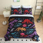 7 Piece Boys Dinosaur Comforter Set Full Size 3D Black Dinosaur Skeleton Bedding Set for Toddler Kids Teens Christmas Birthday Gift