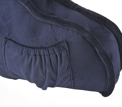 Home Soft Things Super Soft Bedrest Reading Pillow, Lounger Backrest Pillow for Sitting in Bed with Arms Pockets, 20" x 18" x 17", Navy