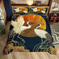 Castle Fairy Crane Duvet Cover Sets King,Japanese Cloud Trees Bedding Set 3pcs for Kids Teens Adults Room Decor,Animals Plants Comforter Cover Ukiyo-e Style Quilt Cover with 2 Pillowcases